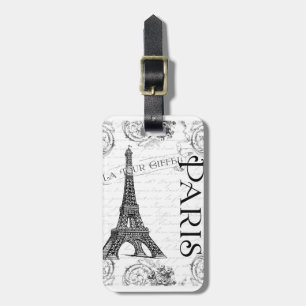Eiffel Torn i svartvitt Bagagebricka