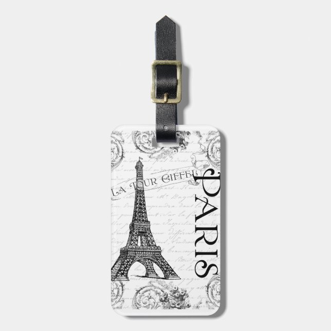 Eiffel Torn i svartvitt Bagagebricka (Vertikal Framsida)