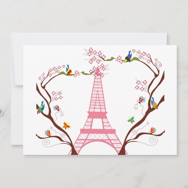 Eiffel torn i vårinbjudan inbjudningar (Framsida)