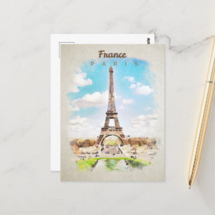 Eiffel Torn i vykort för vattenfärg