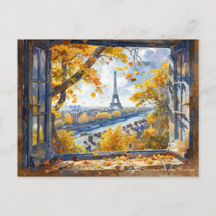 Eiffel Torn i Watercolor Paris Frankrike Travel Ar Vykort