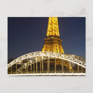 Eiffel Torn Illuminate Bridge Paris vykort