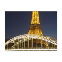 Eiffel Torn Illuminate Bridge Paris vykort