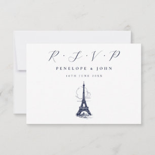 Eiffel Torn Illustration Fransk Bröllop OSA Kort