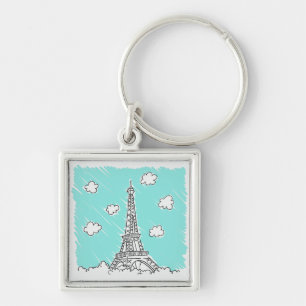Eiffel Torn Illustration nyckelring