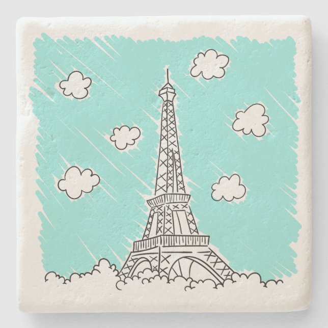 Eiffel Torn Illustration stone underlägg (Framsidan)