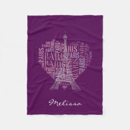 Eiffel torn & inskriftParis | djupt - lilor Fleecefilt