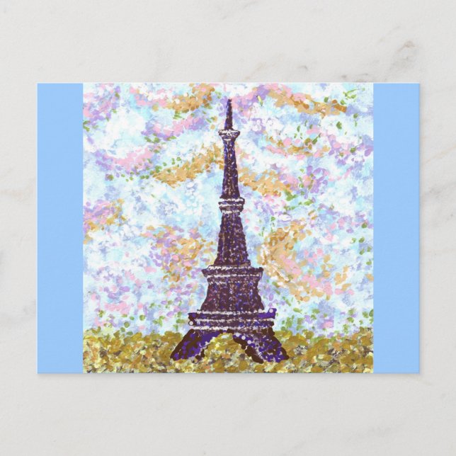 Eiffel Torn Inspired pointillism-vykort Vykort (Framsida)