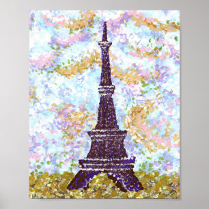 Eiffel Torn inspirerade till landskapspointillism Poster