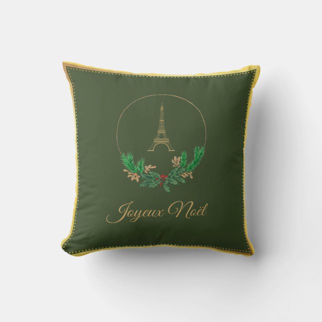 Eiffel Torn Joyeux Noel Pillow Kudde (Framsida)