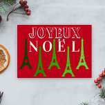 Eiffel Torn Joyeux Noel Red & Grönt God jul och ju Helgkort<br><div class="desc">Det unika Paris-temat-helgdag-kortet innehåller hälsning "Joyeux Noel" med Eiffel Torn i gröntens nyanser. Anpassa enkelt insidan av detta kort med ett meddelande om helgdag av anpassningsbar.</div>