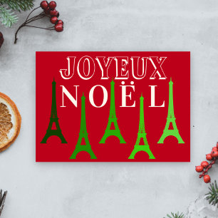 Eiffel Torn Joyeux Noel Red & Grönt God jul och ju Helgkort