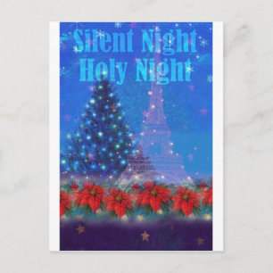 Eiffel Torn jul Gräs Poinsettia Vykort