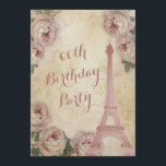 Eiffel Torn kål Ro någon Födelsedagsfest i åldern Inbjudningar<br><div class="desc">Kålen Eiffel Torn, ro faux födelsedagsfest firande, för kvinnor och tonåringar. Shabby chic vintage ro, Fransk Parisian Eiffel Torn och tryckt bild av snöre kollage personlig anpassningsbar kvinnas och tonåring flickans födelsedagsfest inbjudan. Ett vackert, elegant, glamoröst ParisFrankrike-temat kollage med snyggt antika rosa-kål, blommor från ro, dold rosa Eiffel Torn och...</div>