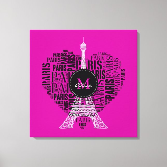 Eiffel Torn | Kärlek Paris | Monogram Canvastryck (Framsida)