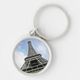 Eiffel torn Keychain 2 Rund Silverfärgad Nyckelring