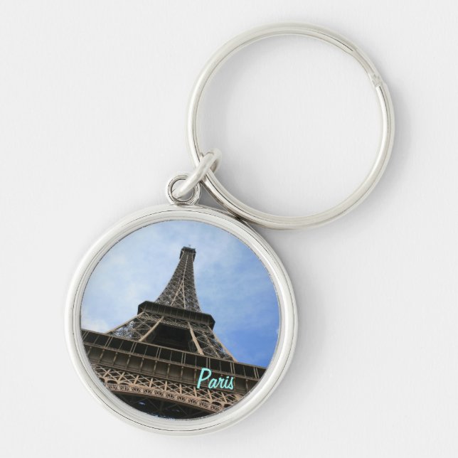 Eiffel torn Keychain Rund Silverfärgad Nyckelring (Framsidan)