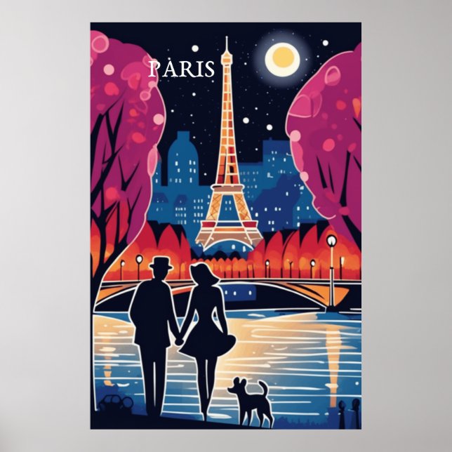Eiffel Torn Landmark i Paris Poster (Framsidan)