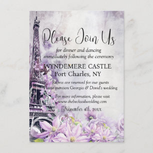 Eiffel Torn Lavender Romantik QR-koden Bröllop Tilläggskort