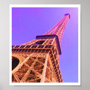 Eiffel Torn Lila och Orange Poster