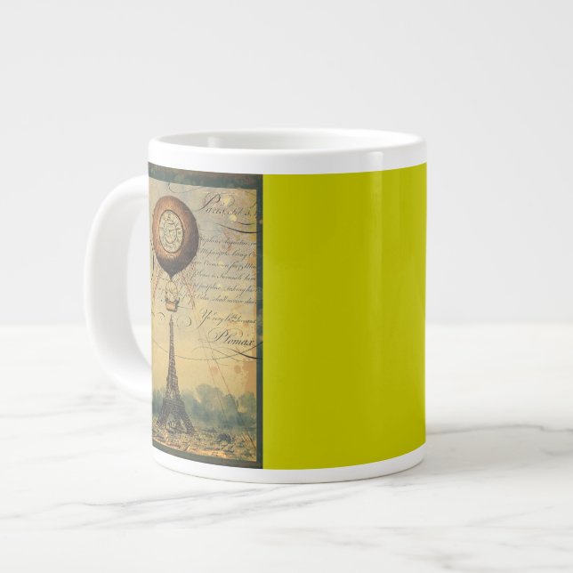 Eiffel Torn Luftballong Steampunk Jumbo Mugg (Framsida vänster)
