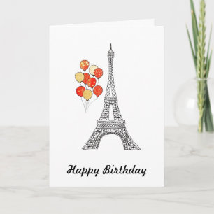 Eiffel Torn med ballonger med födelsedagskort Kort
