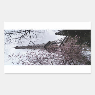 Eiffel Torn med blommar Rektangulärt Klistermärke