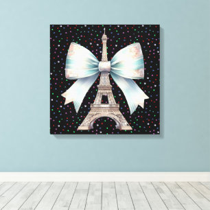 Eiffel Torn med Bow Dekorativ kudde Canvastryck