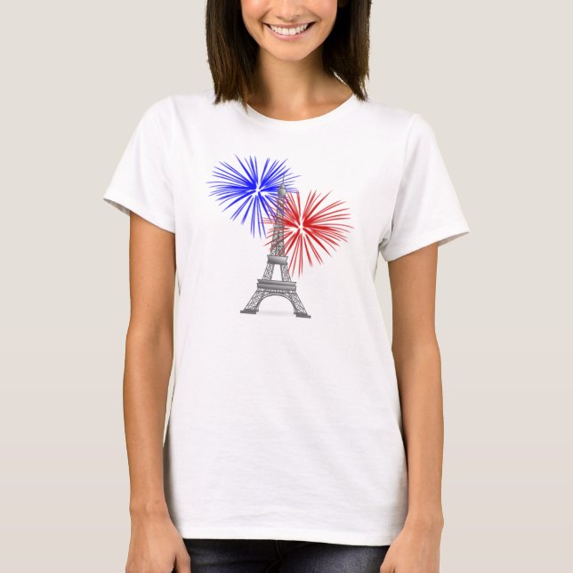 Eiffel Torn med Fireworks T-shirt (Framsida)