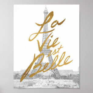 Eiffel torn med guld- handstil poster