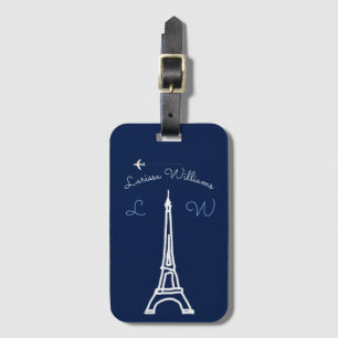 Eiffel Torn med namn & initialer resa Bagagebricka