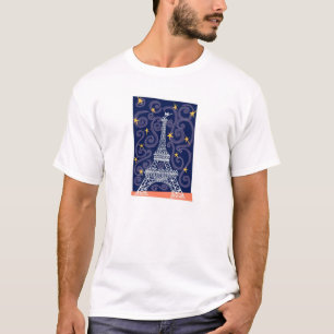 Eiffel Torn med stjärnor och sawirls Tee Shirt