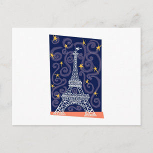 Eiffel Torn med stjärnor och sawirls Vykort