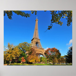 Eiffel Torn med träd och löv hösten Poster