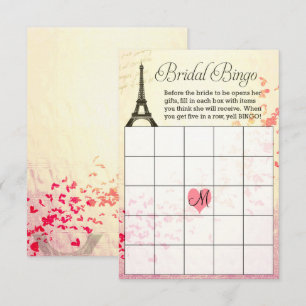Eiffel Torn Möhippa Bingo Card med Monogra Inbjudningar