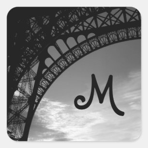 Eiffel Torn Monogram kuvertförseglingar Fyrkantigt Klistermärke