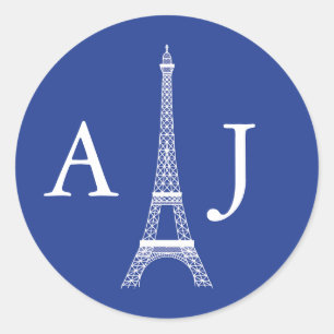 Eiffel Torn Monogram Sticker Runt Klistermärke