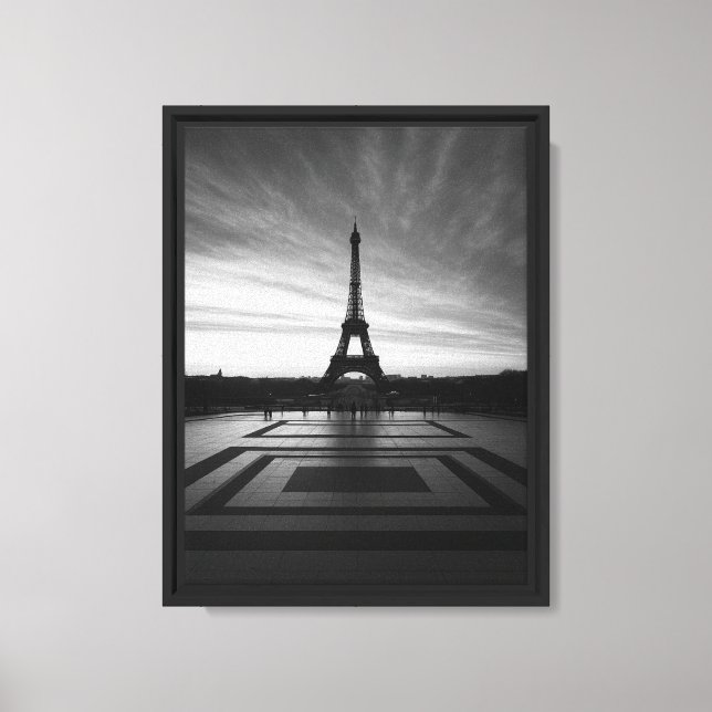 Eiffel Torn monokromt bildruta Canvas Art Skriv ut (Framsida)