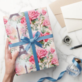 Eiffel Torn Mönster, Paris Chic Fransk Ro Presentpapper