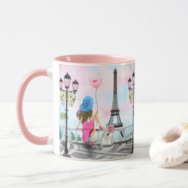 Eiffel Torn Mugg Gift Woman i Paris (Med munk)