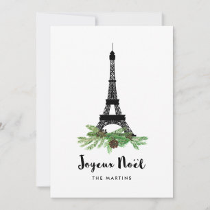 Eiffel torn och baksida för gräsJoyeux Noel foto Julkort