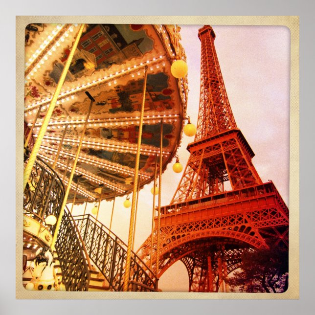 Eiffel Torn och Carrousel Poster (Framsidan)