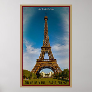 Eiffel Torn och Champ de Mars Poster