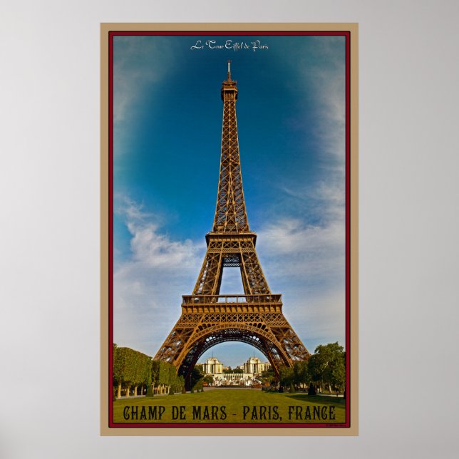 Eiffel Torn och Champ de Mars Poster (Framsidan)