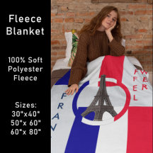 Eiffel Torn och Flagga av Frankrike Fleece Blanket
