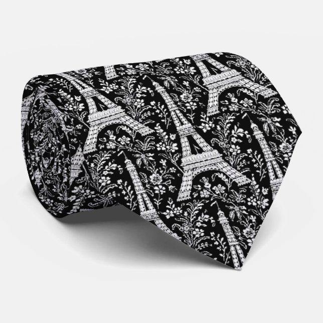 Eiffel Torn och Flowers Black Slips (Rullad)