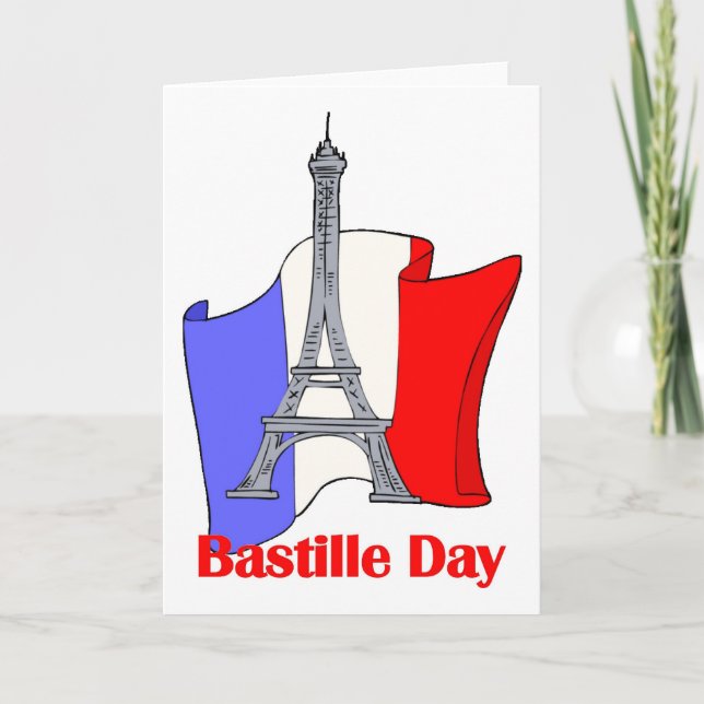 Eiffel Torn och Fransk Flagga Bastille Day Tees Kort (Framsida)