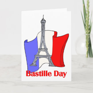 Eiffel Torn och Fransk Flagga Bastille Day Tees Kort