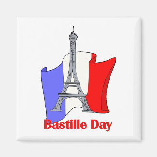 Eiffel Torn och Fransk Flagga Bastille Day Tees Magnet