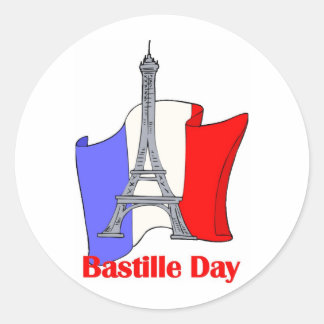 Eiffel Torn och Fransk Flagga Bastille Day Tees Runt Klistermärke